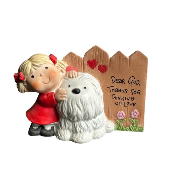 Dear God Kids Girl and Her Dog Figurine 1982 - Picture 1 of 3